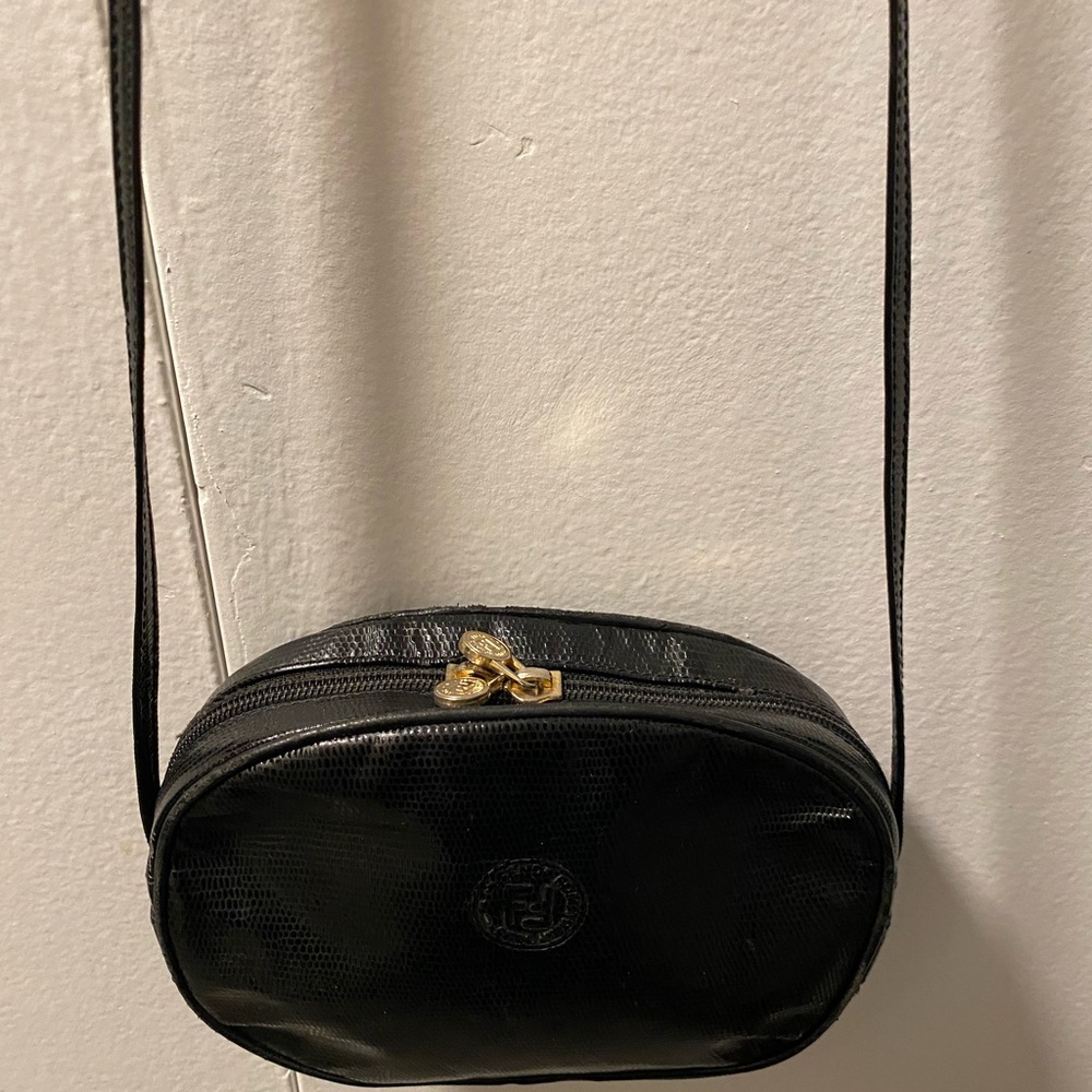 Fendi Vintage Black Mini Leather Crossbody Bag